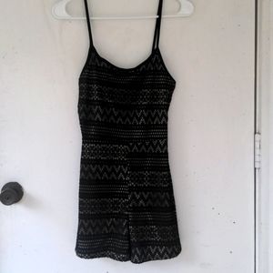 Petite Small Lace Patterned Black Romper